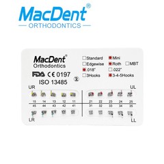 MacDent Dental Orthodontic Brackets Brace Mini Roth MBT Standard 022/018 Hooks