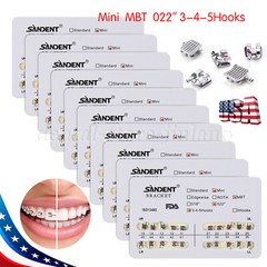 10Packs Orthodontics Mini MBT Slot.022 Hooks 3-4-5 Brackets Braces Metal SANDENT