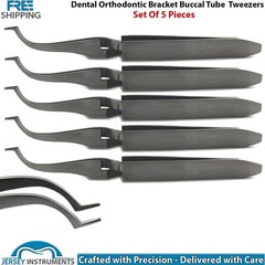 5x Orthodontic Buccal Tube Tweezer Dental Bracket Holding Placement Instrument