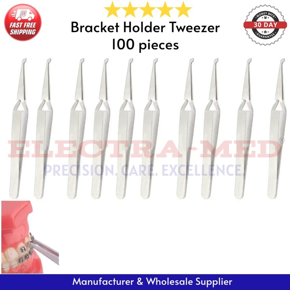 100 PC Dental Direct Bond Bracket Holder Fine Tip Orthodontic Tweezers