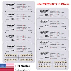 10 Packs Dental Metal Brackets Braces Mini Roth Slot.022 3-4-5 Hooks dentist Or