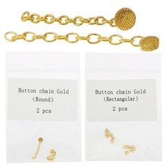Dental Ortho Traction Chain Gold Plated Lingual Buttons Round/Rectangle