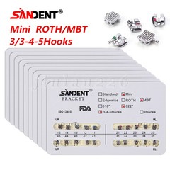 10 Packs Dental Metal Brackets Brace Mini/Standard Roth/MBT Slot.022 3/345 Hooks