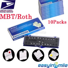 10Pks Dental Clear Brace Orthodontic Ceramic Brackets MBT/Roth 022” Hooks 3/345
