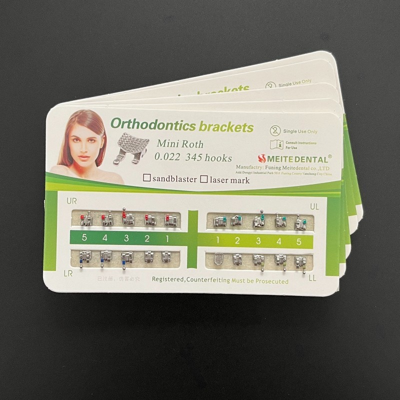 5 Sets Dental Orthodontic Metal Brackets Mini Roth 0.022″ Hooks 345 Mesh Base