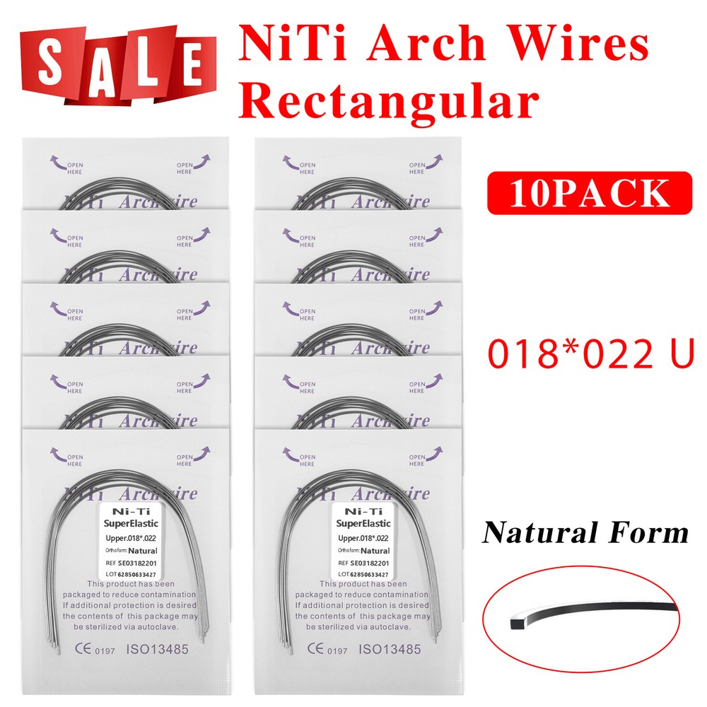 100pc Dental Ortho Niti Natural Form Super Elastic Rectangular Arch Wires 18x22U
