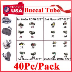 40Pcs Dental Ortho Buccal Tube 1st 2nd Molar Bondable bracket Non-conv MBT/Roth