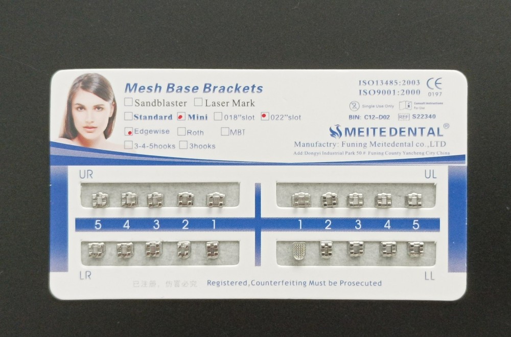 50 Sets Dental Orthodontics Brackets Mini Edgewise 022 Slot no hooks Mesh Base
