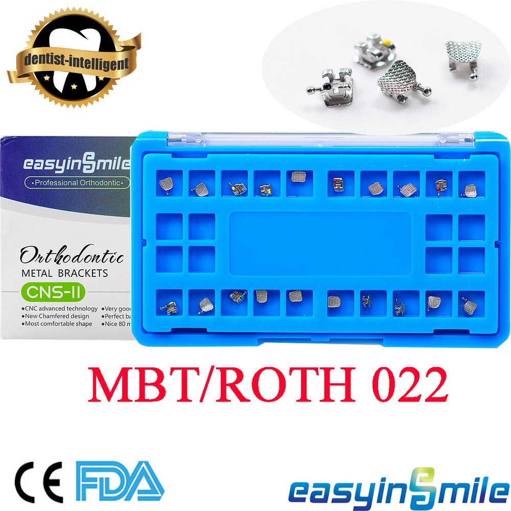 20Pcs Dental Orthodontic Metal Brackets Braces Roth MBT 022 345 Hooks Mesh Base