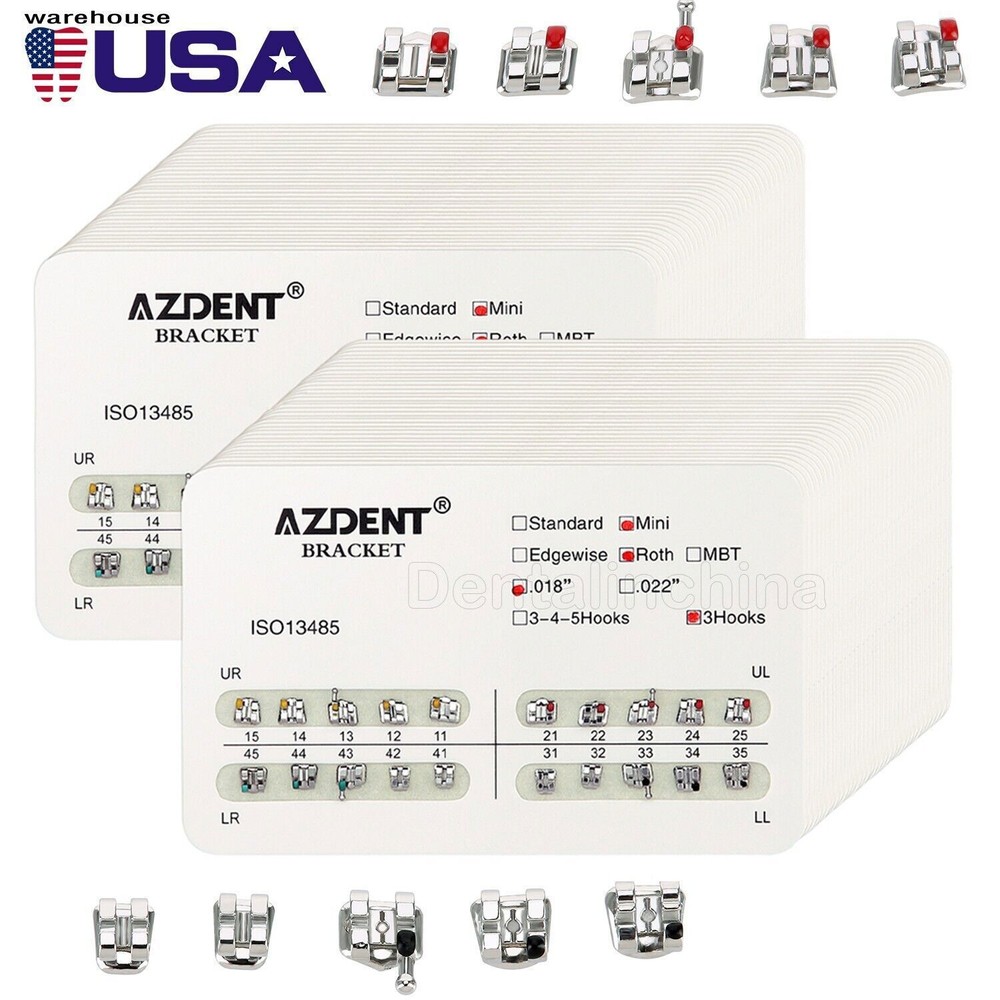 Dental Orthodontic Metal Brackets Braces Standard MBT Roth 018/022 Hooks 3/345