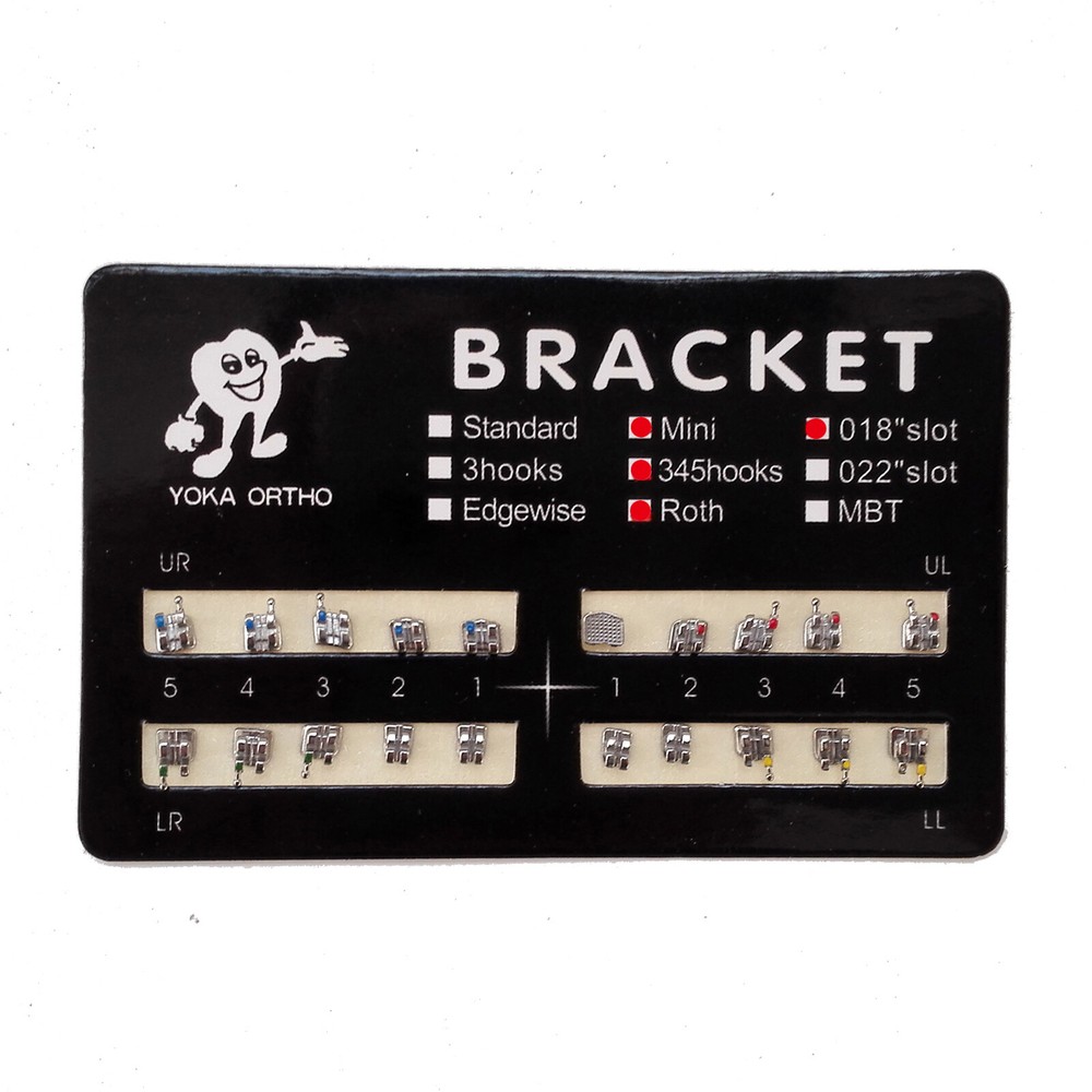 YOKA Dental Ortho Brackets Metal Mini/Standard MBT/Roth 018/022″ 3/345 Hooks