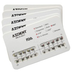 AZDENT Dental Orthodontic Bracket Braces Standard MBT Slot .022 Hooks on 3