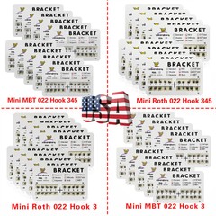 10 Packs YBB Dental Metal Brackets Mini/Standard MBT/Roth 022 Hooks 3/345