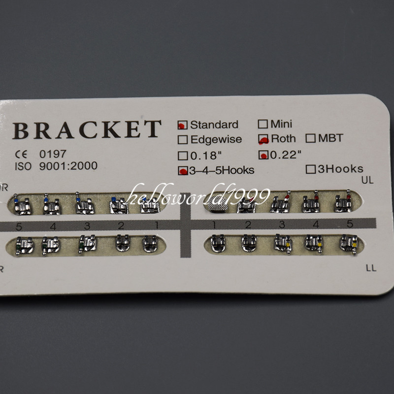 5Pack Dental Orthodontic Brackets Braces Metal Standard Roth 0.22”Slot 345 Hook