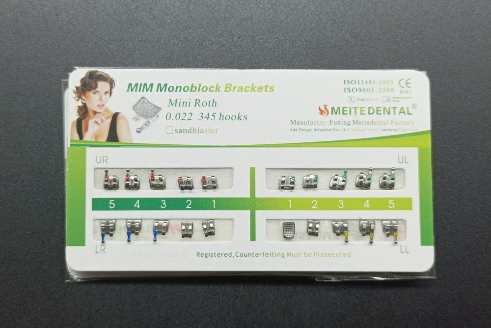 100Sets Dental Orthodontic MIM Monoblock Brackets Mini Roth/MBT 022 345 hooks