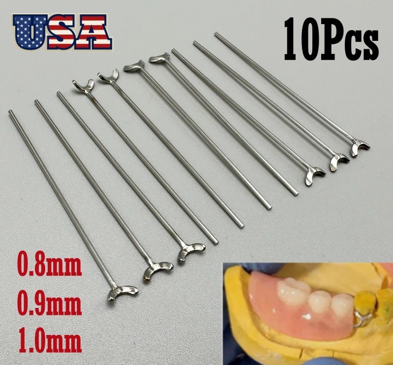 10*Dental Ball Retainer J Clasp Oblique Clasps Bars Y-Type Scheu 0.8/0.9/1.0mm