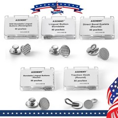 50pc Dental Orthodontic Lingual Buttons Bondable Round/Rectangular Mesh Base/MIM