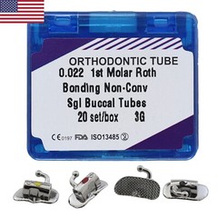 20 Sets Dental Orthodontic Buccal Tubes 1st 2nd Molar Roth MBT 0.022 Bondable 3G