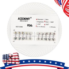 AZDENT Dental Orthodontic Metal Brackets Braces Standard Roth Slot 0.22 Hook 345