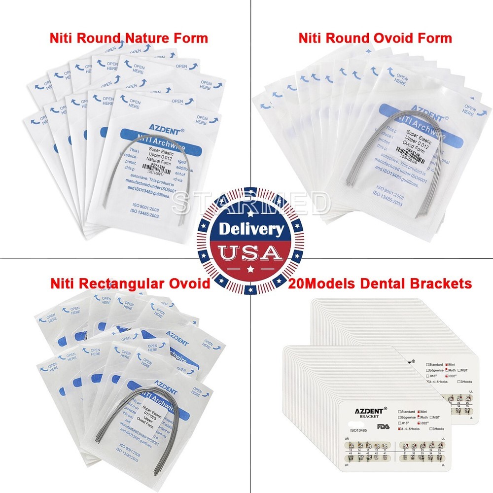 AZDENT Dental Ortho Niti Arch Wires Round/Rectangular Ovoid/Nature/ Brackets