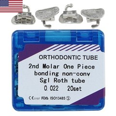 20Set Dental Orthodontic Buccal Tube Monoblock Roth 022 2nd Molar Bonding Single