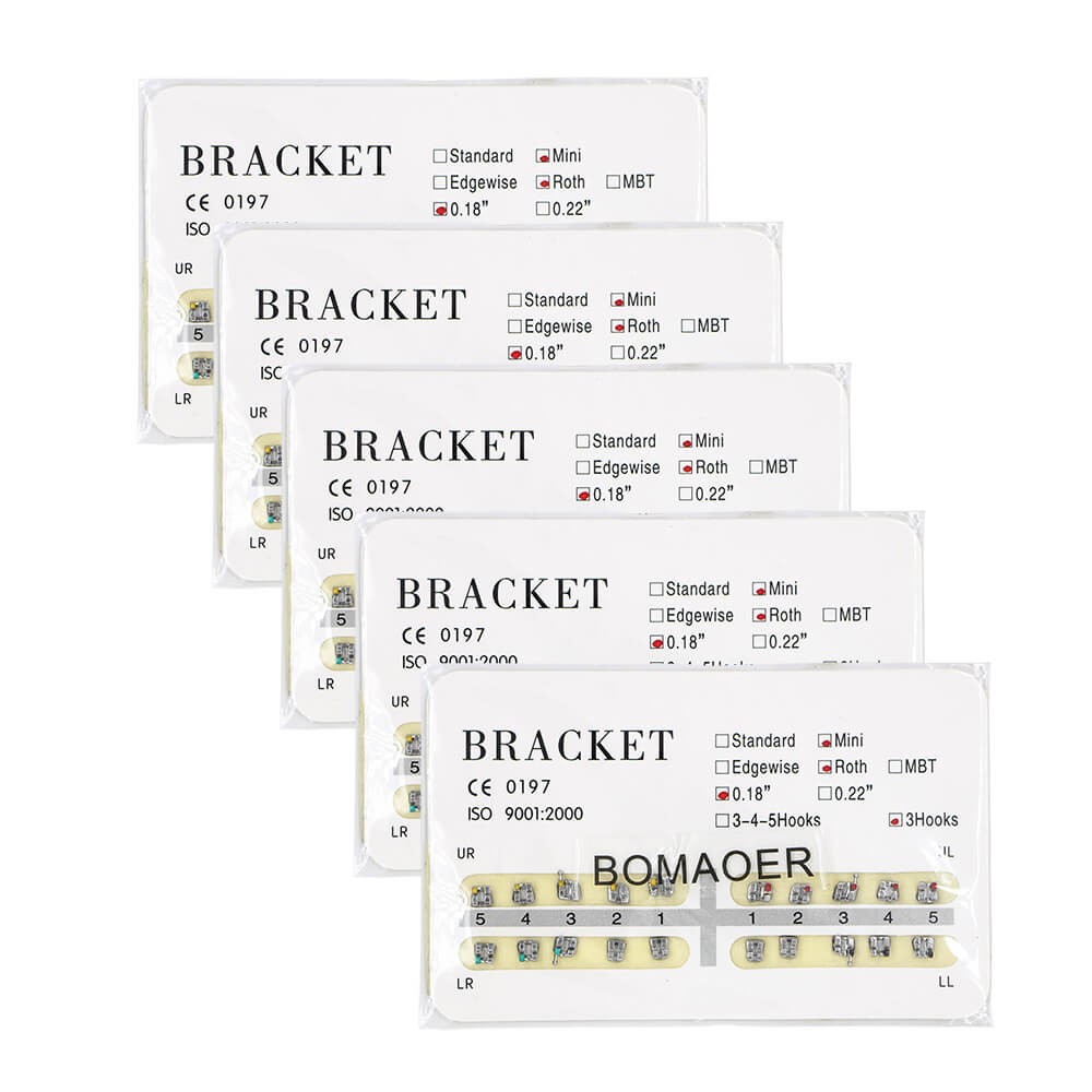 5 Packs Dental Orthodontic Metal Bracket Brace Mini Roth 018 3 Hook 20PCS/Pack