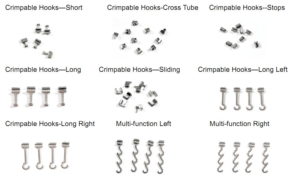 Dental Orthodontic Crimpable Hooks Steel Stainless Accessories Long Curved Short