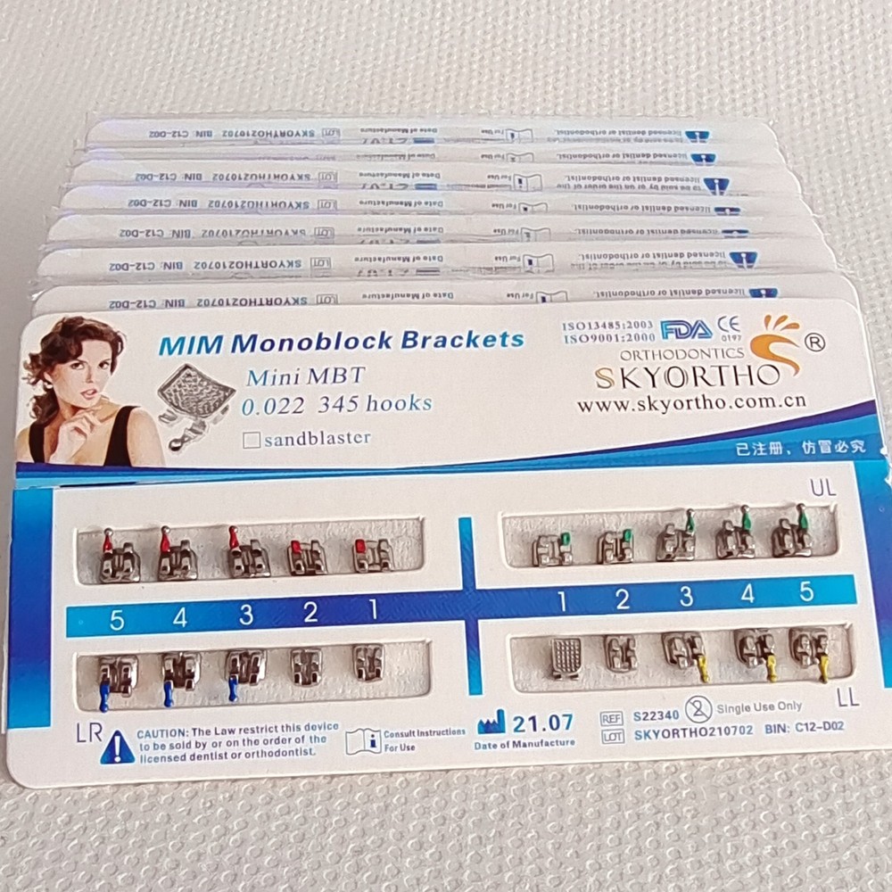 5Packs Dental Orthodontic Brackets Braces Mini MBT Slot.022 Hooks 345 Metal MIM