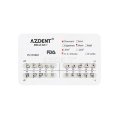 AZDENT Dental Orthodontic Metal Brackets Braces Standard Roth.018 Hooks 3-4-5