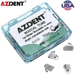 50Sets AZDENT Dental Orthodontic Buccal Tubes 1st Molar Tube Roth 018 Bondable