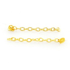 10 Pcs Dental Orthodontic Traction Rectangular Button With Chain 18K Gold Plated