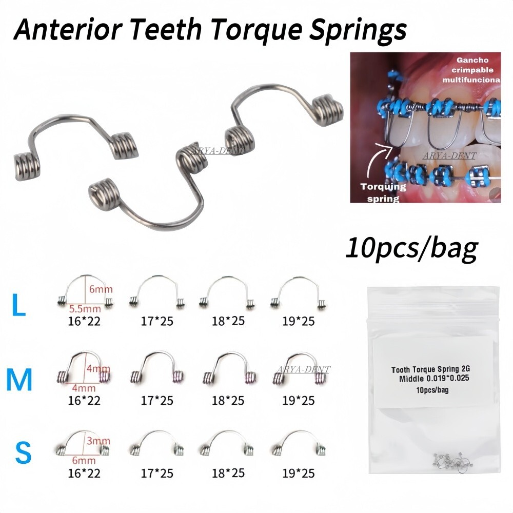 10Pcs Dental Anterior Teeth Torque Torquing Spring Orthodontic Arch Wire Single