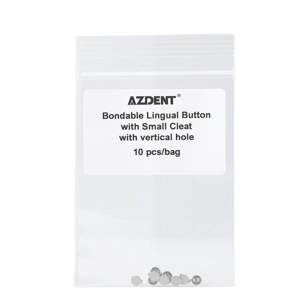 AZDENT Dental Orthodontic Bondable Lingual Buttons with Hole Round 10pcs/Bag