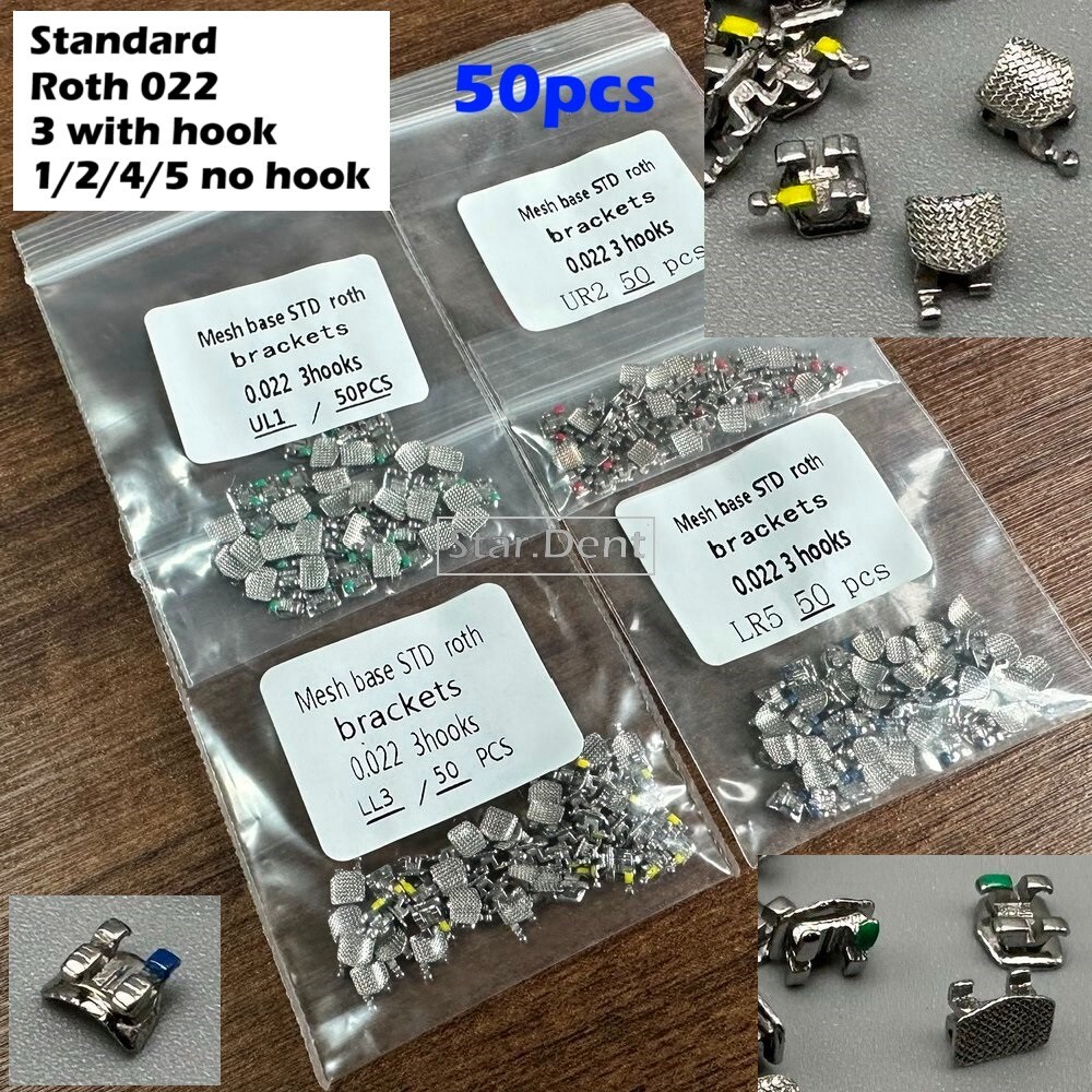 Dental Orthodontic Brackets metal Braces Standard Roth Slot 022 3# w hook Bulk