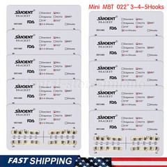 50X Ortho Metal Brackets Braces Mini MBT Slot.022 3-4-5 Hooks MMS-5 Dental
