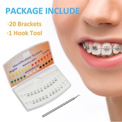 Orthodontic Self-Ligating Metal Bracket 0.022 MBT 345 with Hooks(20 Brackets)