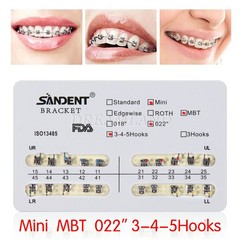 10 Dental Ortho Metal Brackets Braces 022 Slot Mini/Standard MBT/ROTH 345/3 Hook