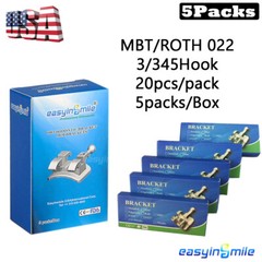 Orthodontic Dental MINI Brackets Braces Metal MBT/ROTH 022 3/345Hooks 100Braces