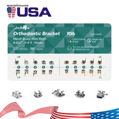 AZDENT Dental Orthodontic Brackets Brace Mini Roth/MBT 0.022/0.018 Hook 345