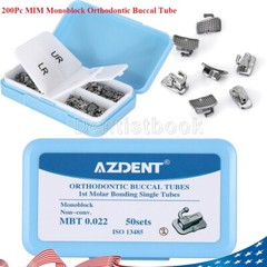 200Pcs AZDENT Dental Orthodontic Buccal Tube Single Tube MBT 022 1st Non-Conv
