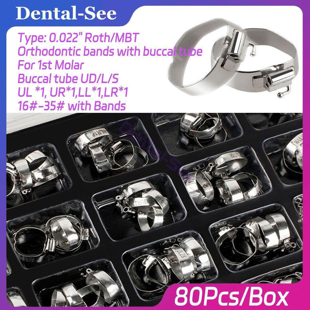 Dental Orthodontic Buccal Tube 1st Molar With Bands Roth/MBT 022″ 16#-35#