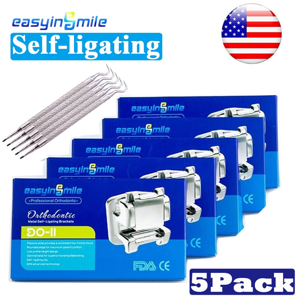 5XDental Ortho MINI Metal Bracket Self-ligating Brace MIM Mesh Base ROTH/MBT 022