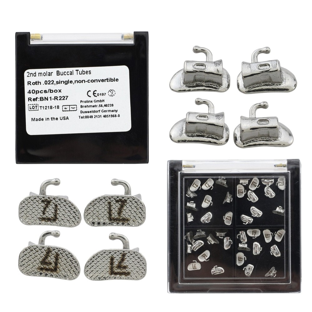 Dental Orthodontic Buccal Tubes 2nd Molar Mini Roth 022 Laser Marked Bondable