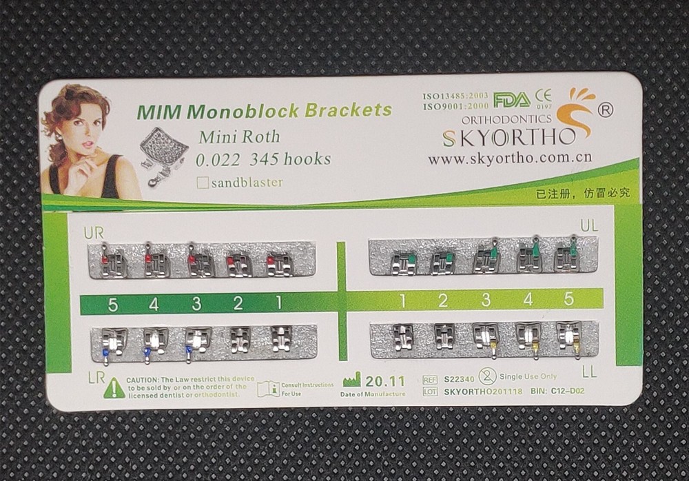 100Sets Dental Orthodontic Brackets Mini Roth/MBT/Edgewise 022/018 345/no Hooks