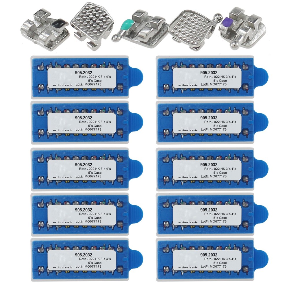 10 Sets Dental Orthodontic Brackets Mini Metal Braces Roth 022 345 Hooks MIM 5-5