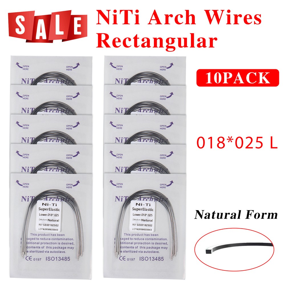 100pc Dental Ortho Niti Natural Form Super Elastic Rectangular Arch Wires 18x25L
