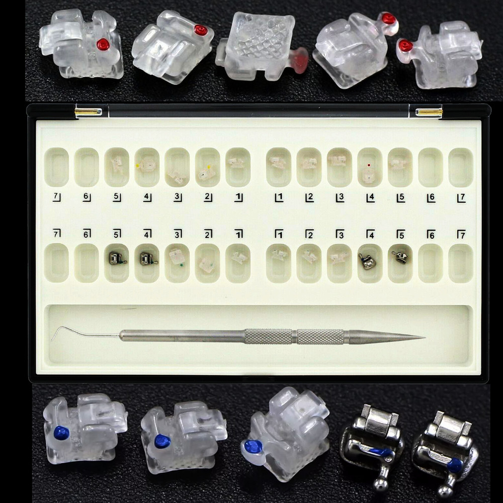 Dental Orthodontic Self-ligating Bracket Ceramic Brace Roth MBT 022 345 hooks