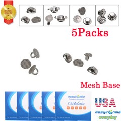 50Pcs Orthodontic Lingual Buttons Bondable 6Type Mesh Base Dental Brackets Tube