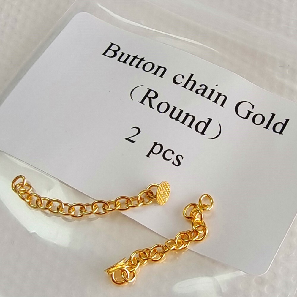 10pcs Dental Orthodontic Traction Chain Gold Plated Round Buttons with Chain