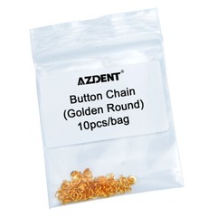 AZDENT Dental Orthodontic Traction Chain Gold Round Mesh Base Lingual Buttons